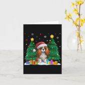 Carte Amoureux du Cavalier King Charles Spaniel Père Noë (Fleur jaune)