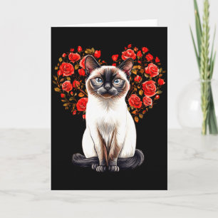 Carte Amoureux du chat siamois Fleur de cœur T-shirt de 