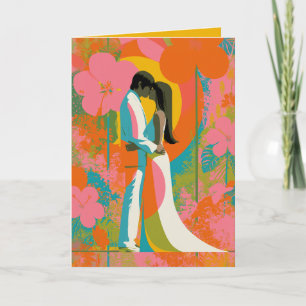 Carte Amoureux du coucher de soleil tropical Pop Art