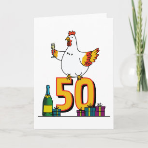 Carte Amoureux du poulet Anniversaire 50e anniversaire d