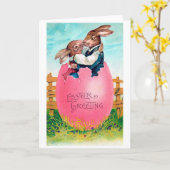 Carte Amoureux vintage du lapin de Pâques (Fleur jaune)
