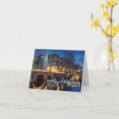 Carte Amsterdam au crépuscule, Joyeux Noël (Fleur jaune)