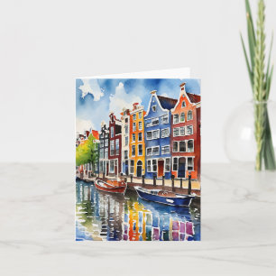 Carte Amsterdam Canal Houses Aquarellerie