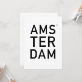Carte Amsterdam - minimalistic typography card (Devant/Arrière en situation)