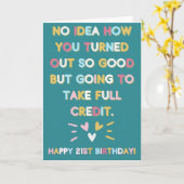 Carte Amusant 21e anniversaire pour le fils ou la fille (Fleur jaune)