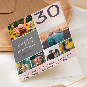 Carte Amusant 30 anniversaire rose 6 photo collage grill