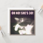 Carte Amusant 30e anniversaire (Chat) (Devant/Arrière en situation)