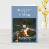 Carte Amusant 30e anniversaire de fête Camping feu de ca (Fleur jaune)