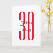 Carte Amusant 30ème anniversaire, grand rouge, texte noi (Fleur jaune)