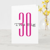 Carte Amusant, 30ème anniversaire, gros rose, texte noir (Fleur jaune)