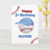 Carte Amusant 3ème Anniversaire Thème De Baseball (Fleur jaune)
