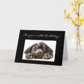 Carte Amusant 40e anniversaire, Labrador Retriever (Fleur jaune)