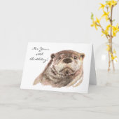Carte Amusant 40e anniversaire mignonne Otter Nature, Fa (Fleur jaune)