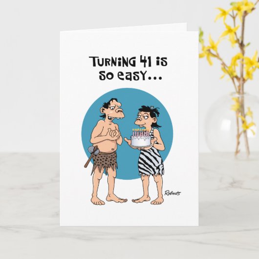 Carte Amusant 41e anniversaire (Fleur jaune)