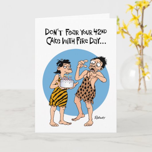 Carte Amusant 42e anniversaire (Fleur jaune)