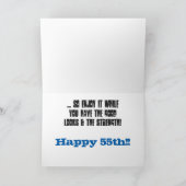 Carte Amusant, 55ème anniversaire, frère, texte bleu et  (Intérieur)