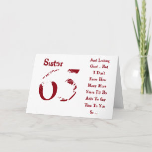 Carte Amusant, 65ème anniversaire pour soeur, texte roug