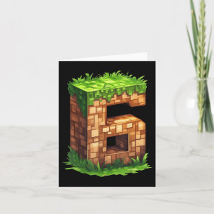 Carte Amusant 6e anniversaire Numéro 6 Vidéo Gamer Pixel
