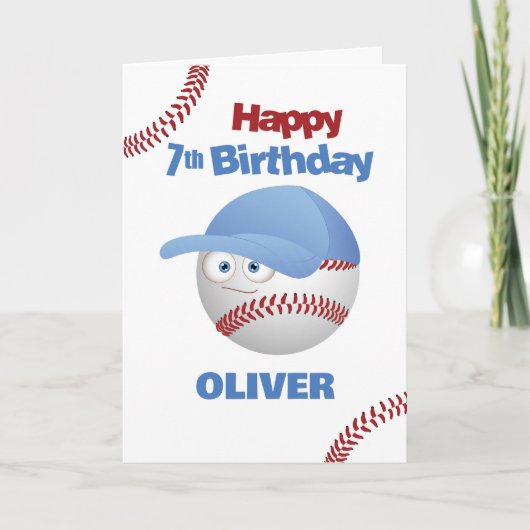 Carte Amusant 7ème anniversaire Thème de baseball (Devant)