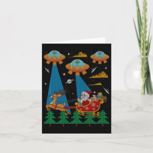 Carte Amusant Alien Ufo Père Noël Sleigh Laid Christmas 