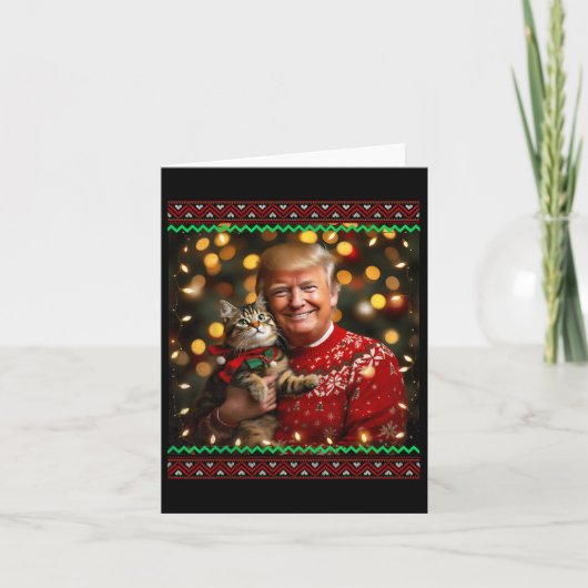 Carte Amusant Amoureux des chats Noël Sweater Trump Ugly (Devant)
