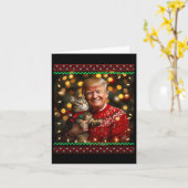 Carte Amusant Amoureux des chats Noël Sweater Trump Ugly (Fleur jaune)