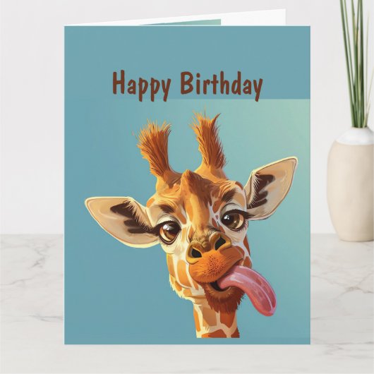 Carte Amusant Animal Humour Anniversaire Girafe (Devant)