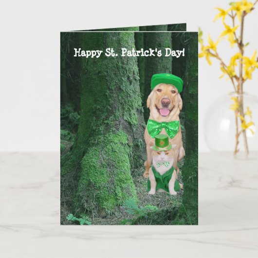 Carte Amusant Animaux de compagnie St Patrick (Fleur jaune)