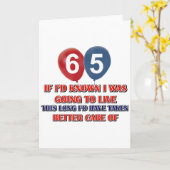 Carte Amusant anniversaire de 65 ans (Fleur jaune)