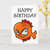 Carte Amusant Anniversaire du poisson d'or en colère (Fleur jaune)