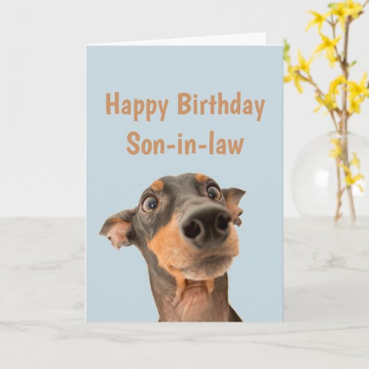 Carte Amusant Anniversaire Fils-en-Beau animal de chien (Fleur jaune)