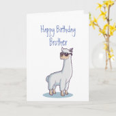 Carte Amusant Anniversaire Frère Âge Llama Animal (Fleur jaune)