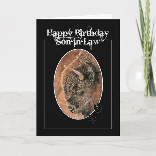Carte Amusant Anniversaire gendre, Bison, Animaux de Buf (Devant)