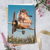 Carte Amusant Anniversaire Hamster Pilote et Aviateur Av