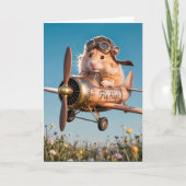 Carte Amusant Anniversaire Hamster Pilote et Aviateur Av (Devant)
