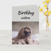 Carte Amusant Anniversaire Sagesse avec mignon chien Car (Fleur jaune)