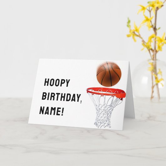 Carte Amusant Basketball Anniversaire (Fleur jaune)