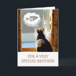 Carte Amusant Brother Chat Et Poisson Anniversaire<br><div class="desc">Carte amusante avec un chaton mignon rêvant d'un beau gros poisson. Idéal pour le frère qui aime la pêche ! Personnalisez le message pour créer votre propre salutation spéciale. Merci de chercher et d'espérer que vous aimez. Photo ©Christine Greenspan</div>