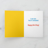 Carte Amusant Cat Ate Bird Salutation d'anniversaire (Intérieur)