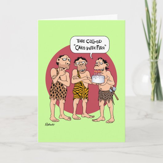 Carte Amusant Cavemen Anniversaire (Devant)