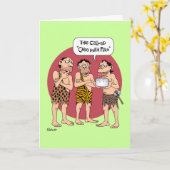Carte Amusant Cavemen Anniversaire (Fleur jaune)