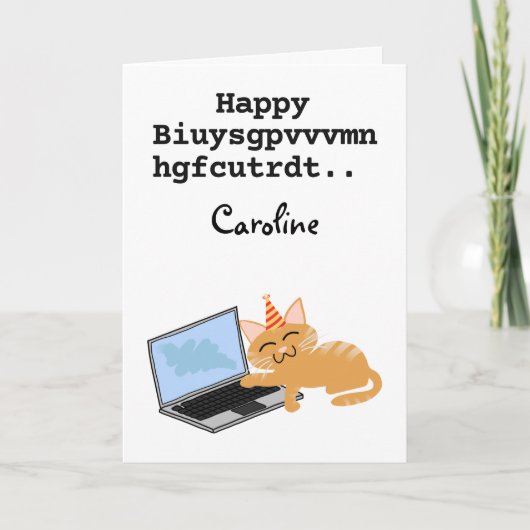 Carte Amusant chat gingembre Anniversaire sur ordinateur (Devant)