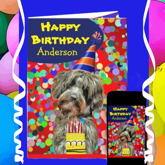 Carte Amusant Chien de Poodle Aussie Joyeux Anniversaire