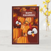 Carte Amusant Citrouille Patch Halloween Voeux (Fleur jaune)