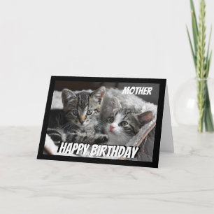 Carte Amusant Coeur au coeur Mère Anniversaire Chat Anim