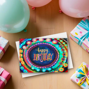 Carte Amusant Coloré Anniversaire Joyeux Fun Moderne