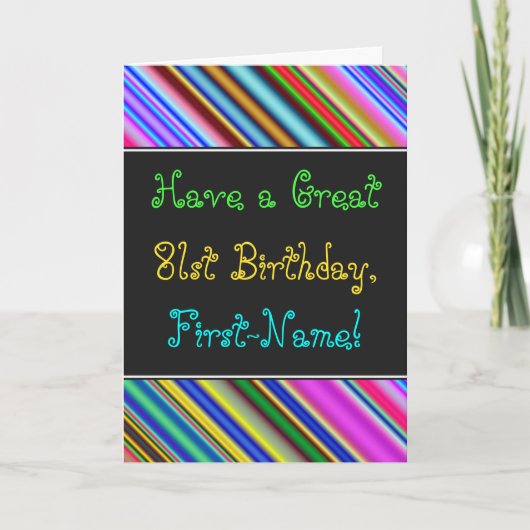 Carte Amusant, coloré, Whimsical 81st Birthday Card (Devant)