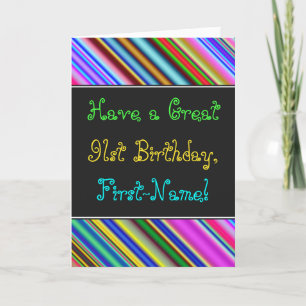 Carte Amusant, coloré, Whimsical 91st Birthday Card