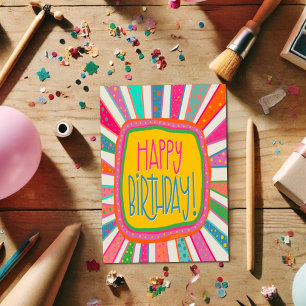 Carte Amusant Colorful Joyeux Anniversaire Moderne Petit