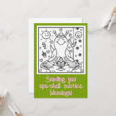 Carte Amusant coloriage d'un joli escargot pour la fête (Devant/Arrière en situation)